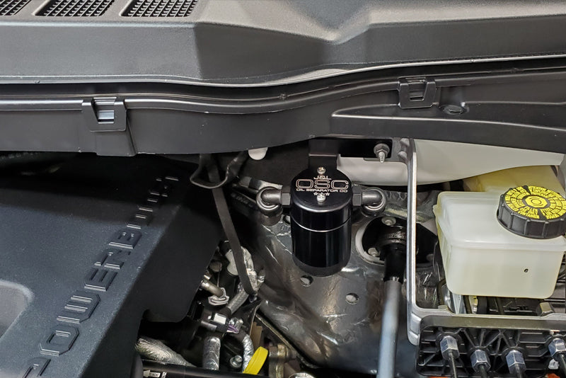 J&amp;L 2021-2023 Ford F-150 3.5L Passenger Side Oil Separator 3.0 - Black Anodized