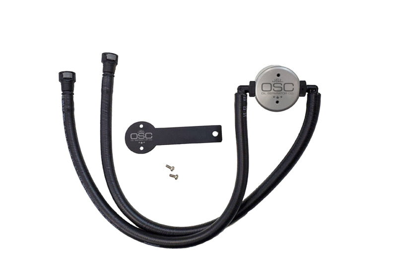 J&amp;L 16-23 Chevrolet Camaro LT1 6.2L Drivers Side Oil Separator 3.0 - Clear Anodized