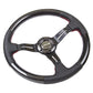 NRG Carbon Fiber Steering Wheel (350mm /1.5in. Deep) Leather Trim w/Red Stitch & Slit Cutout Spokes