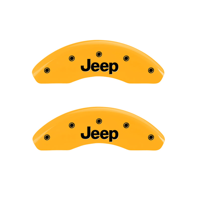 MGP 4 Caliper Covers Engraved Front & Rear JEEP Yellow finish black ch