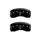 MGP 4 Caliper Covers Engraved Front Mustang Engraved Rear Bar & Pony Black finish silver ch