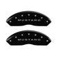 MGP 4 Caliper Covers Engraved Front Mustang Engraved Rear Bar & Pony Black finish silver ch