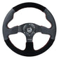 NRG Reinforced Steering Wheel (320mm/ 2.5in. Deep) Sport Leather / Suede w/ Red Stitch