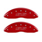 MGP 4 Caliper Covers Engraved Front & Rear Avalanche style/SS Red finish silver ch