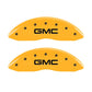 MGP Front set 2 Caliper Covers Engraved Front GMC Yellow finish black ch