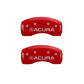 MGP 4 Caliper Covers Engraved Front & Rear Acura Red Finish Silver Char 2017 Acura RDX