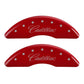 MGP 4 Caliper Covers Engraved Front Cursive/Cadillac Engraved Rear CTS Red finish silver ch