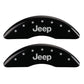 MGP 4 Caliper Covers Engraved Front JEEP Engraved Rear JEEP Grill logo Black finish silver ch