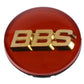 BBS Center Cap - 70mm Red w/ Gold 3D Logo (4-tab)