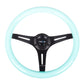 NRG Classic Wood Grain Steering Wheel (350mm) Minty Fresh Color Grip w/Black 3-Spoke Center