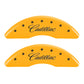MGP 4 Caliper Covers Engraved Front Cadillac Engraved Rear XTS Yellow finish black ch