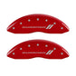MGP 4 Caliper Covers Engraved Front & Rear With stripes/Durango Red finish silver ch
