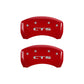 MGP 4 Caliper Covers Engraved Front Cursive/Cadillac Engraved Rear CTS Red finish silver ch