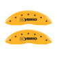 MGP 4 Caliper Covers Engraved F & R GM Style Yellow Finish Black Char 2005 Chevy Silverado 1500