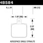 Hawk Aerospace Single Dynalite 12mm Thickness HPS Street Brake Pads