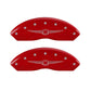 MGP 4 Caliper Covers Engraved Front & Rear Style 1/Chrysler Wing Red finish silver ch