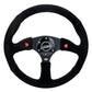 NRG Reinforced Steering Wheel (350mm/ 2.5in. Deep) Sport Suede Racing/ 4mm Matte Black Spoke