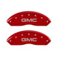 MGP Front set 2 Caliper Covers Engraved Front GMC Red finish silver ch
