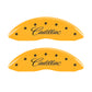 MGP 4 Caliper Covers Engraved Front & Rear Cursive/Cadillac Yellow finish black ch