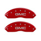 MGP Front set 2 Caliper Covers Engraved Front GMC Red finish silver ch