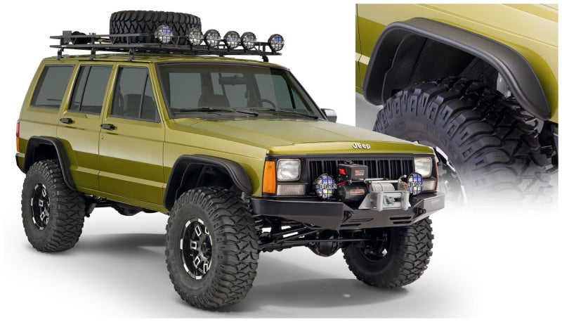 Jeep Cherokee Flat Style Flares 4pc - Black