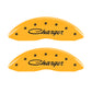 MGP 4 Caliper Covers Engraved Front & Rear Cursive/Charger Yellow finish black ch
