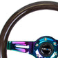 NRG Classic Wood Grain Steering Wheel (310mm) Black w/Neochrome 3-Spoke Center