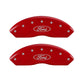 MGP 4 Caliper Covers Engraved Front & Rear Oval logo/Ford Red finish silver ch