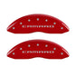MGP 4 Caliper Covers Engraved Front Gen 5/Camaro Engraved Rear Gen 5/SS Red finish silver ch
