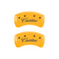 MGP 4 Caliper Covers Engraved F & R Cursive/Cadillac Yellow Finish Black Char 2017 Cadillac CT6