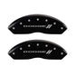 MGP 4 Caliper Covers Engraved Front & Rear With stripes/Dodge Black finish silver ch