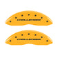 MGP 4 Caliper Covers Engrvd Front Block/Challenger Engrvd Rear Vintage Style/RT Yellow fnsh Blk ch