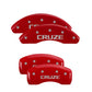 MGP 4 Caliper Covers Engraved Front & Rear Bowtie Red Finish Silver Char 2019 Chevrolet Bolt EV