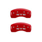 MGP 4 Caliper Covers Engraved Front Cursive/Cadillac Engraved Rear STS Red finish silver ch