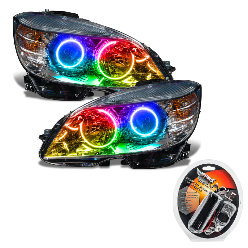 Oracle 08-11 Mercedes Benz C-Class Pre-Assembled Headlights - Chrome Housing - ColorSHIFT