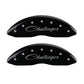MGP 4 Caliper Covers Engraved Front & Rear Cursive/Challenger Black finish silver ch