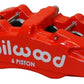 Wilwood Caliper-Forged Dynapro 6 5.25in Mount-Red-R/H 1.62/1.38in/1.38in Pistons .38in Disc