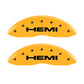 MGP 4 Caliper Covers Engraved Front & Rear Hemi Yellow finish black ch