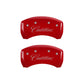 MGP 4 Caliper Covers Engraved Front & Rear Cursive/Cadillac Red finish silver ch
