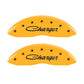 MGP 4 Caliper Covers Engraved F & R Cursive/Charger Yellow Finish Black Char 2006 Dodge Charger