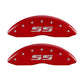 MGP Front set 2 Caliper Covers Engraved Front Silverado style/SS Red finish silver ch