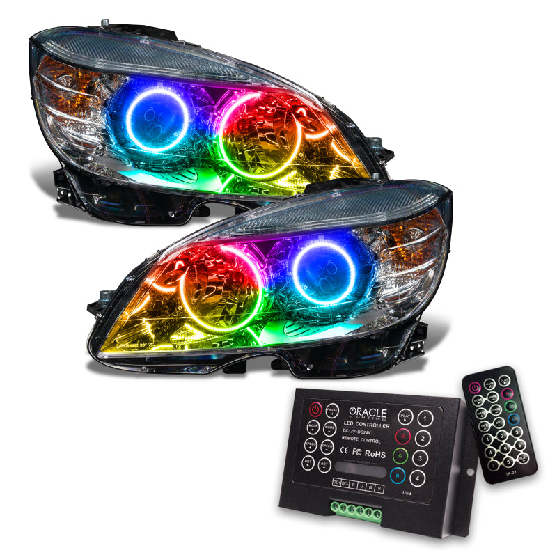 Oracle 08-11 Mercedes Benz C-Class Pre-Assem. Headlights Chrome Housing- ColorSHIFT w/2.0 Controller