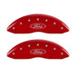 MGP 4 Caliper Covers Engraved Front & Rear Oval logo/Ford Red finish silver ch