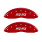 MGP Front set 2 Caliper Covers Engraved Front Silverado style/SS Red finish silver ch