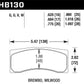 Hawk Brembo X9 060 71/74 / Brembo XA4 D3 01/04 / Wilwood Integra IP Racing DTC-70 Brake Pads