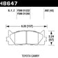 Hawk 2013-2014 Lexus ES300h HPS 5.0 Front Brake Pads