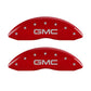 MGP Front set 2 Caliper Covers Engraved Front GMC Red finish silver ch