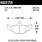 Hawk Lotus Elise 12mm Ht-10 Rear Race Brake Pads