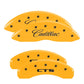 MGP 4 Caliper Covers Engraved Front Cursive/Cadillac Engraved Rear CTS Yellow finish black ch
