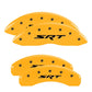MGP 4 Caliper Covers Engraved Front & Rear 11-18 Jeep Grand Cherokee Yellow Finish Black SRT Logo